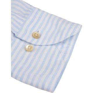 Stenströms Lyseblå stribet skjorte i hør | Herre |Herreskjorter | Fitted Body | Størrelse: S | Lyseblå | Striped | Lange Ærmer