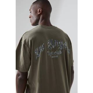Mens Khaki Man Active Oversized La Lift Club T-shirt