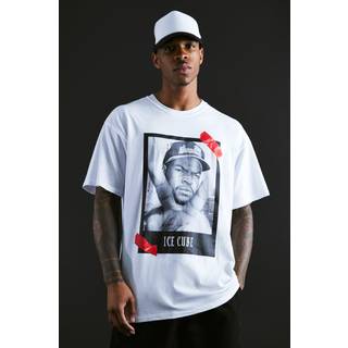 Mens White Oversized Ice Cube License T-shirt