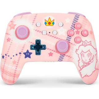 PowerA Enhanced Trådløs Controller til Nintendo Switch - Princess Peach Plaid - Wireless Controller - Nintendo Switch