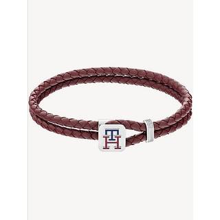 TH Monogram Burgundy Leather Bracelet
