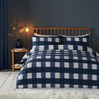 Fusion Fusion Blue Seersucker Gingham Check Brushed Duvet Cover Set