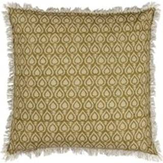Yard Yard Olive Green Georgi Fringed Polyester Filled 100% Cotton Cushion