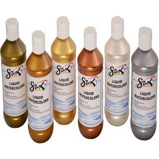 Sax Liquid vaskbar akvarelmaling 8 ounces diverse metalliske s?t p? 6