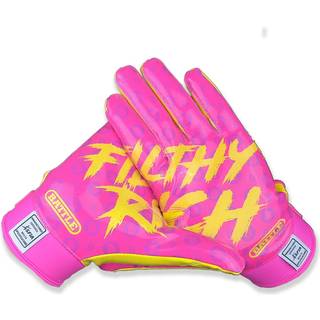 Battle Sports Filthy Rich Wide modtager fodboldhandsker - Voksne og ungdomsfodboldhandsker - Ultra Stick -handsker - Voksen X -Large Lemonade