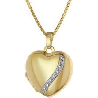 trendor 39056 Medaillon Herz Gold 333 / 8K mit Vergoldeter Damen-Halskette