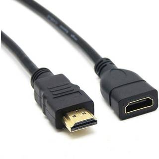 NÖRDIC HDMI forlængerledning 1m mandlige og kvindelige sort 4K 30Hz 10.2 Gbps HDMI 1.4 HDMI High Speed med Ethernet