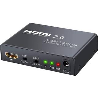 NÖRDIC HDMI 2.0 bue 4k 60Hz HDR Extractor YUV4: 4: 4 HDMI input til HDMI, SPDIF, R / L og AUX OUTPUT ARC konverter
