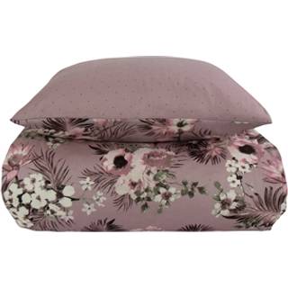 Sengetøj dobbeltdyne - 200x200 cm - Vendbart design i 100% Bomuldssatin - Flowers & Dots lavendel - Sengesæt fra By Night