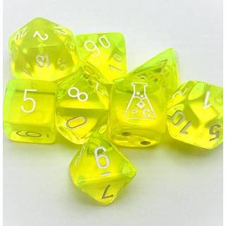 Translucent Neon Yellow and White with Extra D6 Lab Dice Set - Rollespilsterninger - Chessex
