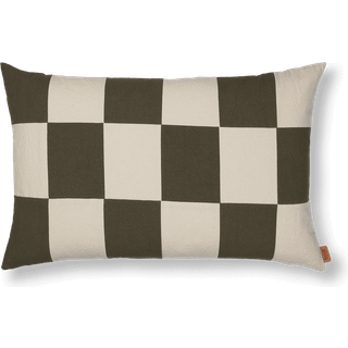 Fold Patchwork Cushion Cover - Dark Olive/Undyed