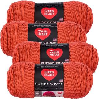 Red Heart Super Saver Yarn (4-Pack 7oz Skeins) (Coral)