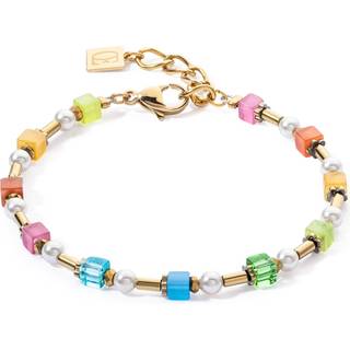 Coeur De Lion Gold Multicolour Pearl Petite Cubes Bracelet - Gold - Multi-colour - 18cm