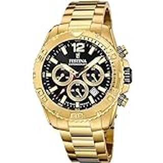 Festina F20684-4 Timeless Sort/Gul guldtonet stål Ø45 mm