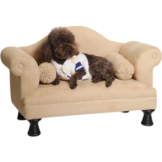 Hundesofa med 2 armlæn - beige - hundekurv