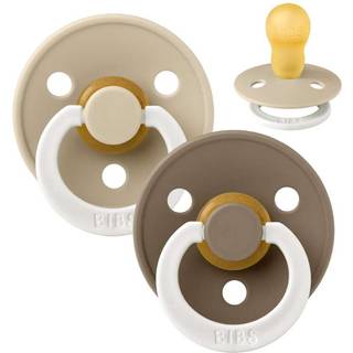 BIBS Rund Colour Sut - 2-Pak - Str. 3 - Naturgummi - GLOW - Vanilla/Dark Oak