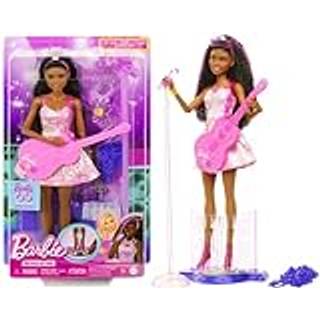 Barbie Pop Star dukke med rosa hår, iriserende nederdel og mikrofon