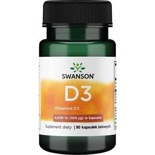 SWANSON Vitamin D-3 4000 IE 90 kapsler