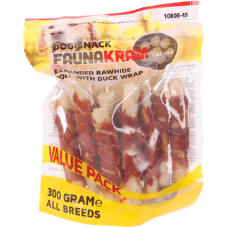 Faunakram lækre råhudspinde m. and, valuepack - 300 g.