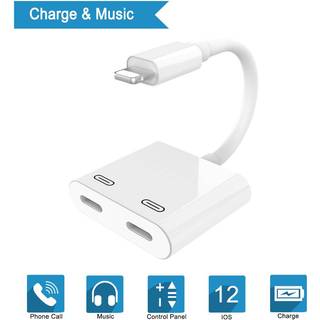 NÖRDIC Lightning adapter til 2x Lightning White 10cm kabel
