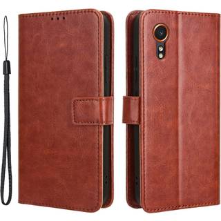 EIDERWOOD Samsung Galaxy Xcover 7 Blankt Læder Flip Cover m. Pung & Strop - Brun