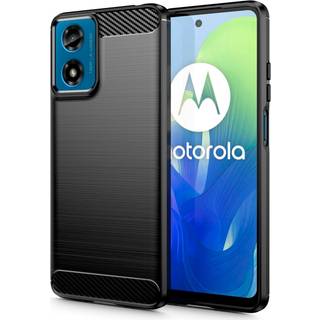 Motorola Moto G04 / G24 Tech-Protect Fleksibelt Plastik Carbon Cover - Sort