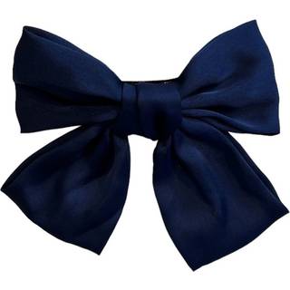 DARK Satin Bow Hair Clip Navy Blue