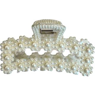 Dark Vintage Pearl Hair Claw Square White Pearl