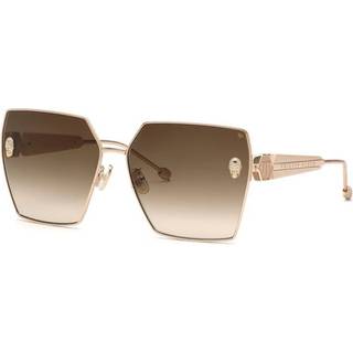 Philipp Plein Kvinde SPP122S PLEIN QUEEN 0F47 Solbriller Metal Guld Brun Geometrisk Normal Skygge