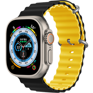 Devia Apple Watch 42/44/46/49mm Urrem Deluxe Sport6 - Sort/Gul