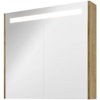 Sanibell Proline spejlskab med LED belysning og ideal eg sidepaneler 80x74cm