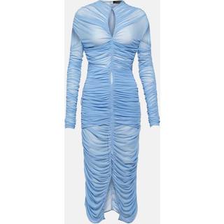 Mugler Draped cutout mesh midi dress - blue - L