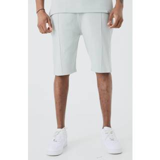 Mens Light Grey Tall Slim Interlock Pintuck Short