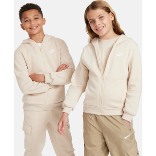 Nike Sportswear Club Fleece-hættetrøje med fuld lynlås til større børn - brun