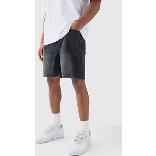 Mens Relaxed Rigid Denim Shorts In Charcoal