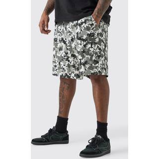 Mens Multi Plus Fixed Waist Camo Twill Cargo Shorts