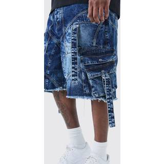 Mens Indigo Plus Baggy Rigid Strap And Buckle Detail Jeans