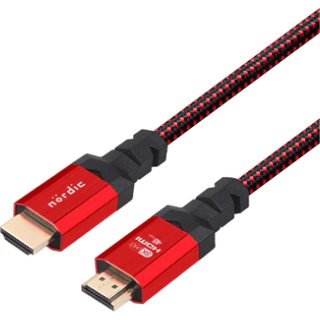 NÖRDIC CERTIFICEREDE KABLER Certificeret 5m Ultra High Speed HDMI 2.1 4K 8K 60Hz 120Hz 48 Gbps Dynamic HDR eARC VRR nylon flettet kabel forgyldt