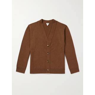 Bottega Veneta - Intrecciato Leather-Trimmed Cashmere-Blend Cardigan - Men - Brown - S