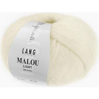 Lang Yarns Malou Light 0106 Materiale: 72% baby alpaca, 16% polyamid, 12% uld Vægt/længde: 50 g = ca 190 meter Anbefalede pinde: 4.50–5.00 mm Strikkefasthed: 10 cm = 16 m Vask: Håndvask / Tåler ikke tørretumbling.