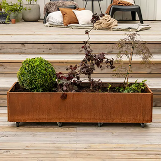 Classic plantekasse jern rust med bund 40 x 80 cm