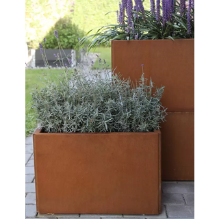 Modern plantekasse corten rust med bund 40 x 40 cm