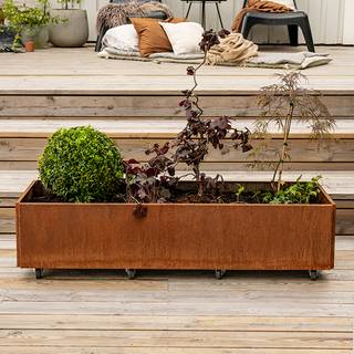 Classic plantekasse jern rust med bund 40 x 120 cm