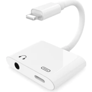 NÖRDIC Lightning adapter til 1x Lightning og 1xljud 3,5 mm hvid 10cm kabel