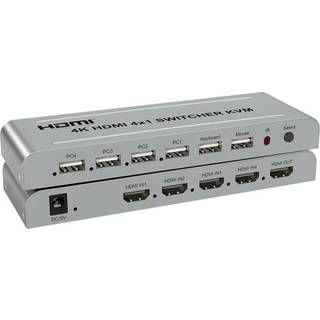 NÖRDIC KVM Switch 4 til 1 HDMI 4K 30Hz og 2xUSB HDCP 2.2