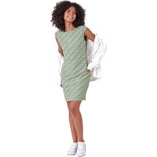 Dusk Dusk Green Textured Stretch Cap Sleeve Dress