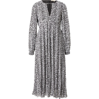 MK Pleated Leopard Print Georgette Midi Dress - Black - Michael Kors - XXS