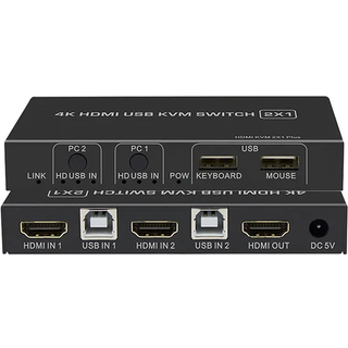 NÖRDIC KVM Switch 2 PC til 1 HDMI 2.0 og 4xUSB til Xbox, PS5, Laptop