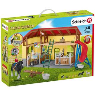 Schleich Farm World hestestald 42485 - med høloft, figurer, heste og dyr