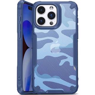 iPhone 15 Pro Anti-Shock Hybrid Cover - Camouflage - Blå